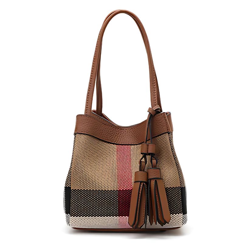 Bolsa Lona Xadrez - Couro Premium