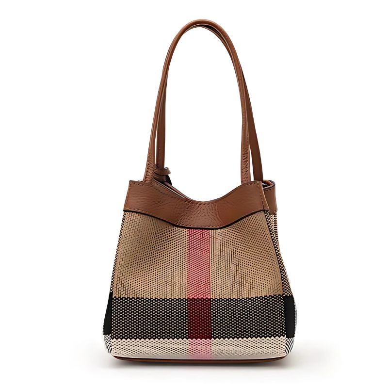 Bolsa Lona Xadrez - Couro Premium