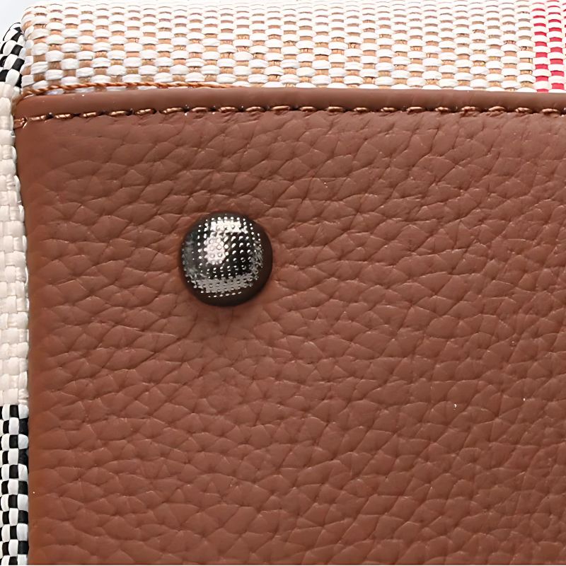 Bolsa Lona Xadrez - Couro Premium