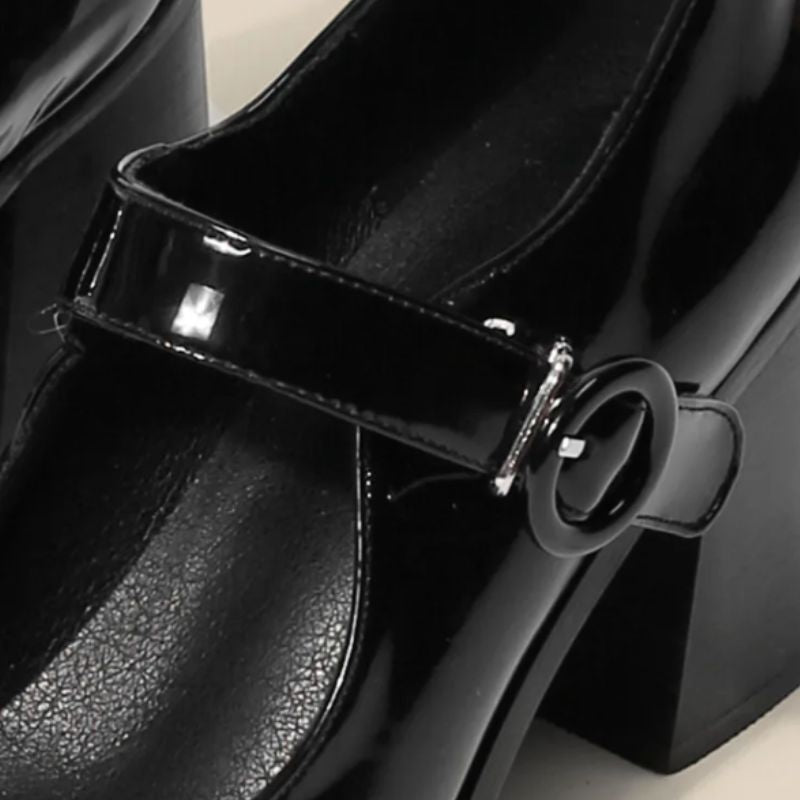 Sapato Mary Jane Britânico Retro - Preto
