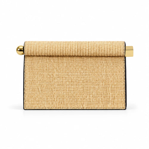 Bolsa clutch feminina palha natural Lumière em fundo branco
