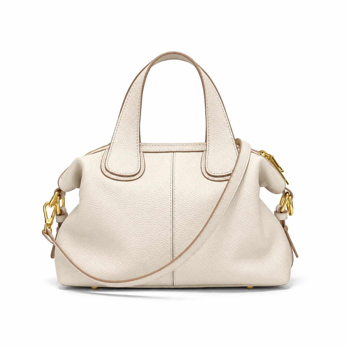 Bolsa feminina de couro legítimo branca em vista frontal