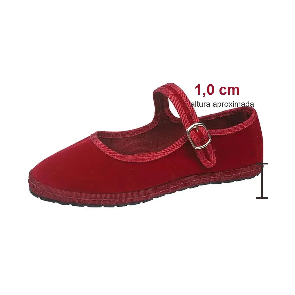 Sapatilha vermelho cherry Rubí com altura aproximada do solado de 1,0 cm