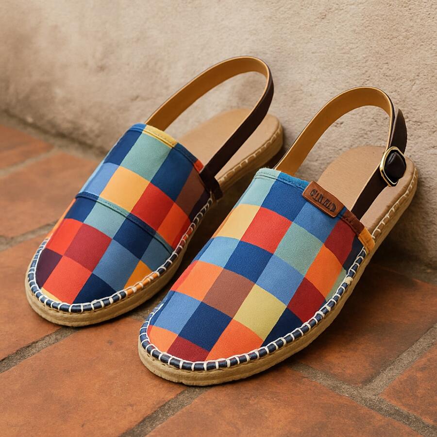 Alpargata Unissex Estampada Xadrez Confortável Tira Ajustável