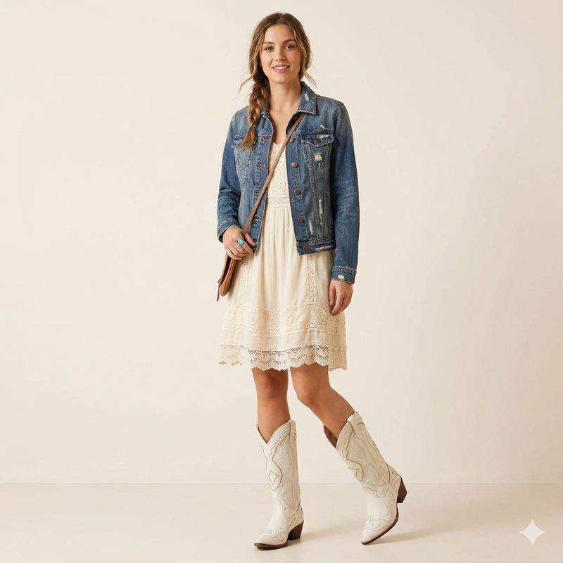Bota Texana Feminina Bege Canion