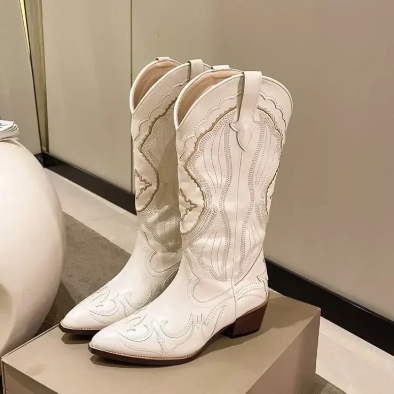 Bota Texana Feminina Bege Canion