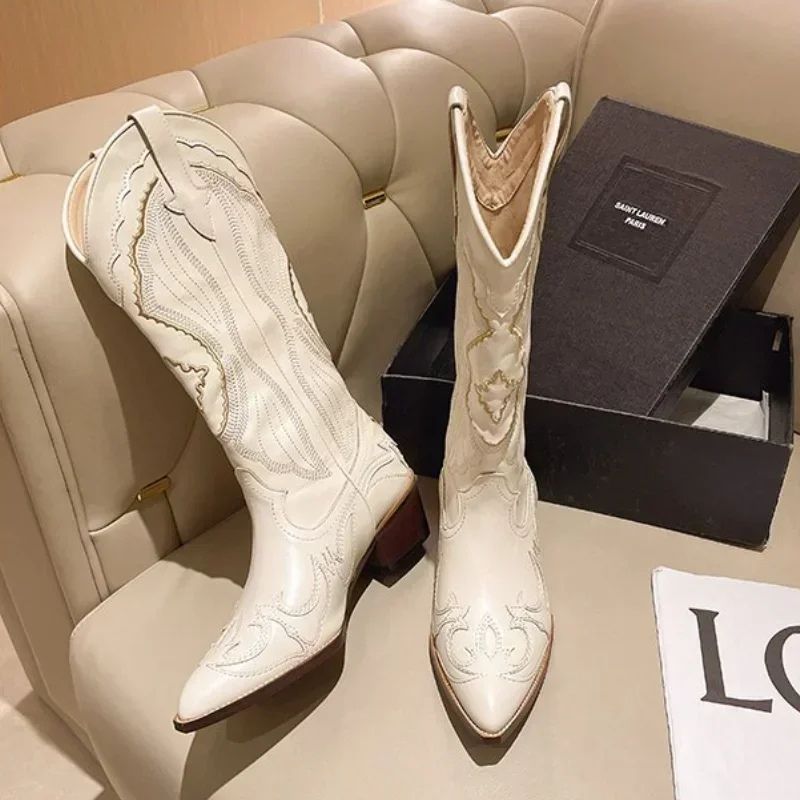 Bota Texana Feminina Bege Canion