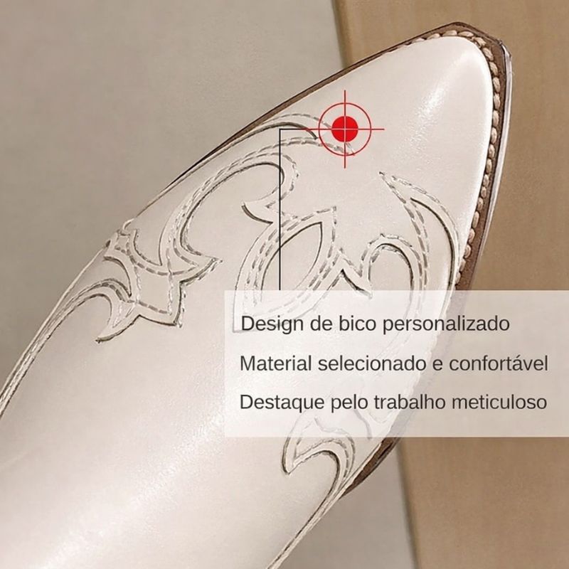 Bota Texana Feminina Bege Canion