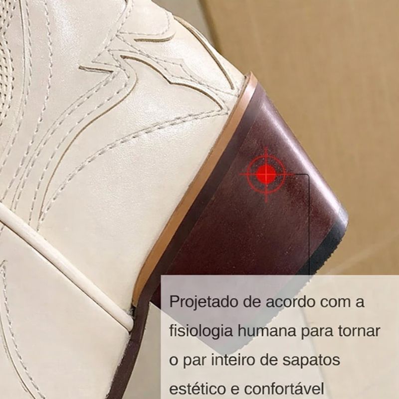 Bota Texana Feminina Bege Canion