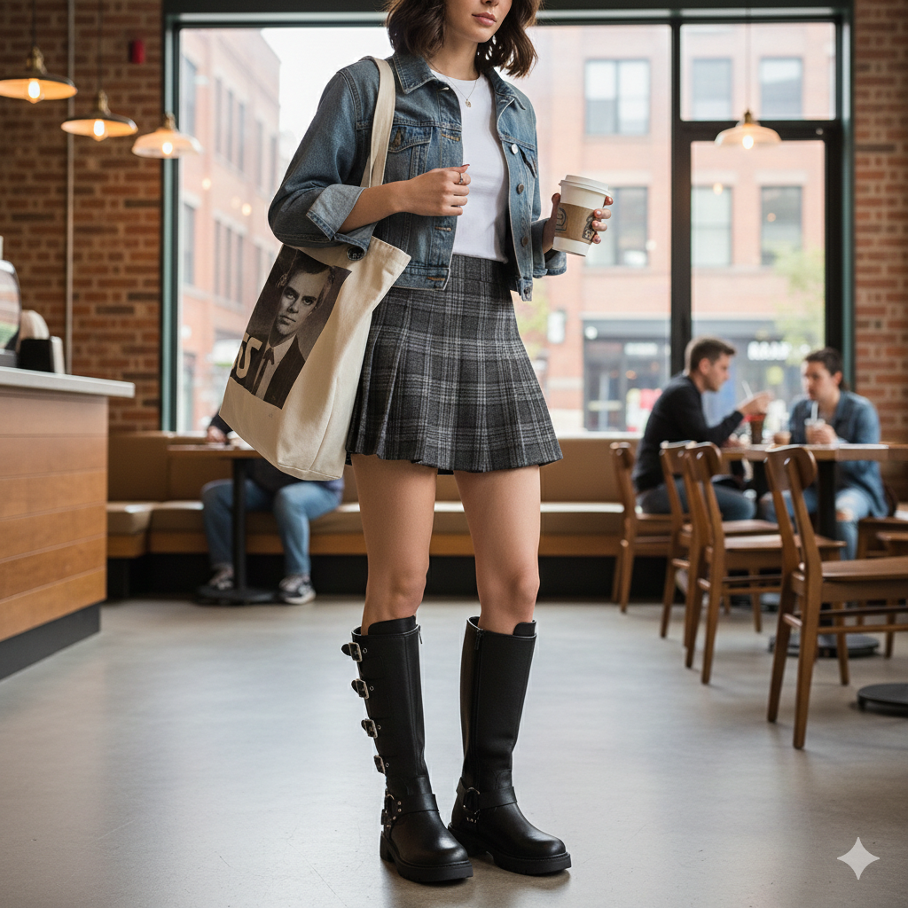 Bota Feminina Cano Longo Fivelas