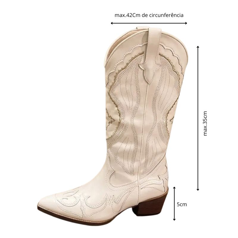 Bota Texana Feminina Bege Canion