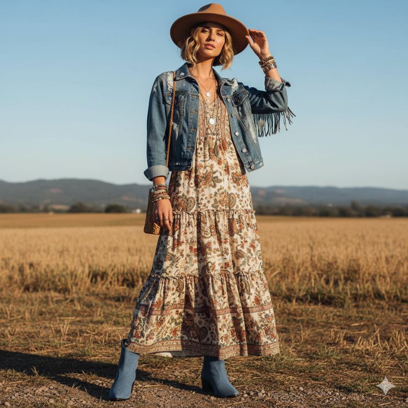 Bota Feminina Texana Cano Curto Jeans