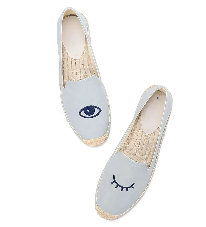 Espadrilles-feminina_olhos_4 vista superior par de espadrilles