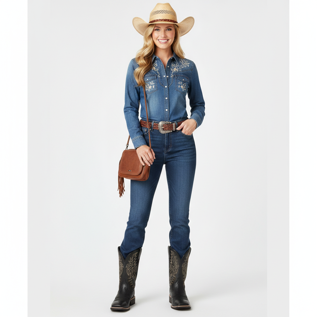 Bota Feminina Texana  Marrom Country Couro Cano Alto Premium