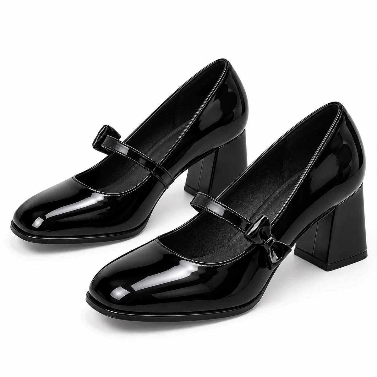 Par do Sapato Mary Jane Amélie preto em verniz