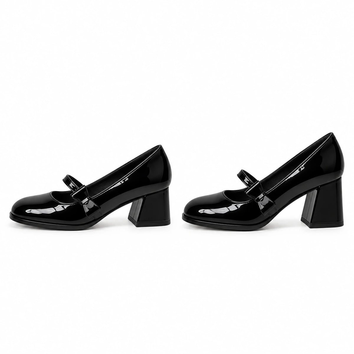 Sapato Mary Jane Amélie preto nas alturas de salto 5 e 7 cm