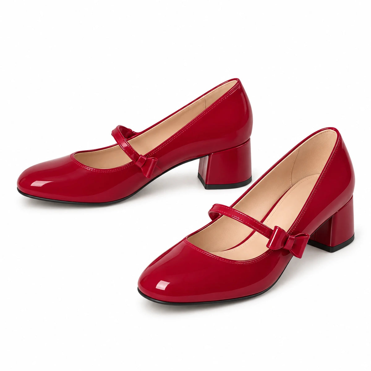 Par do Sapato Mary Jane Amélie vermelho em verniz