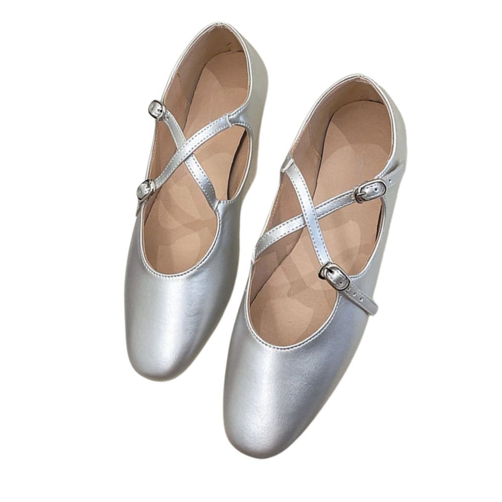 Sapato Feminino Bailarina Mary Jane Prata