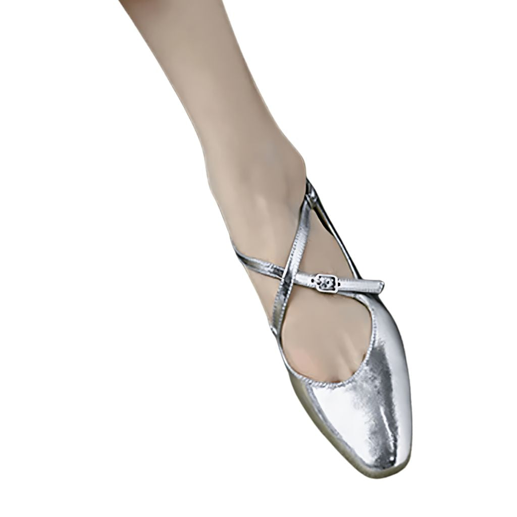 imagem de perna com Sapato Feminino Bailarina Mary Jane Prata