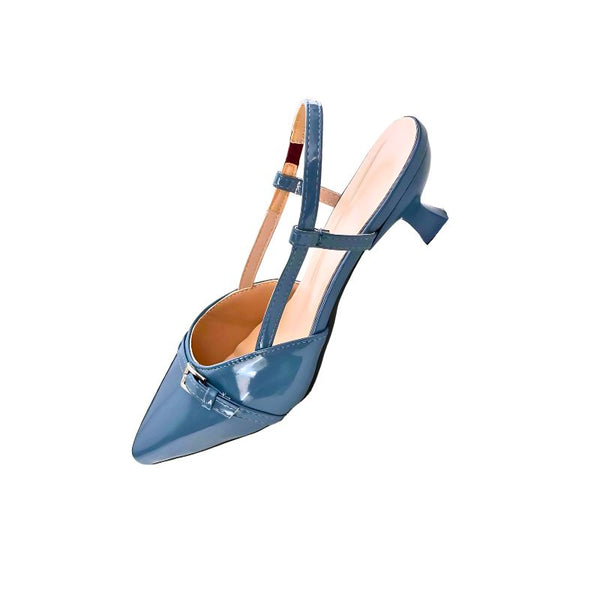 Sapato slingback salto baixo Azul céu