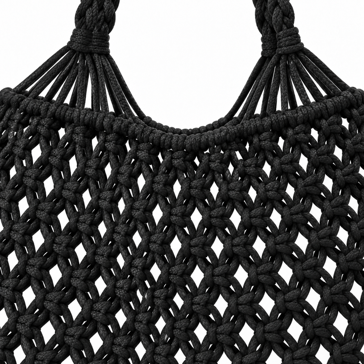 Bolsa de Praia Feminina em Crochê Preta Maré - textura
