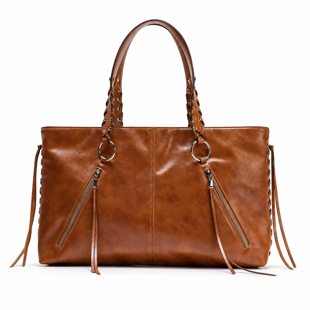 Bolsa tote feminina grande marrom caramelo retrô Margot