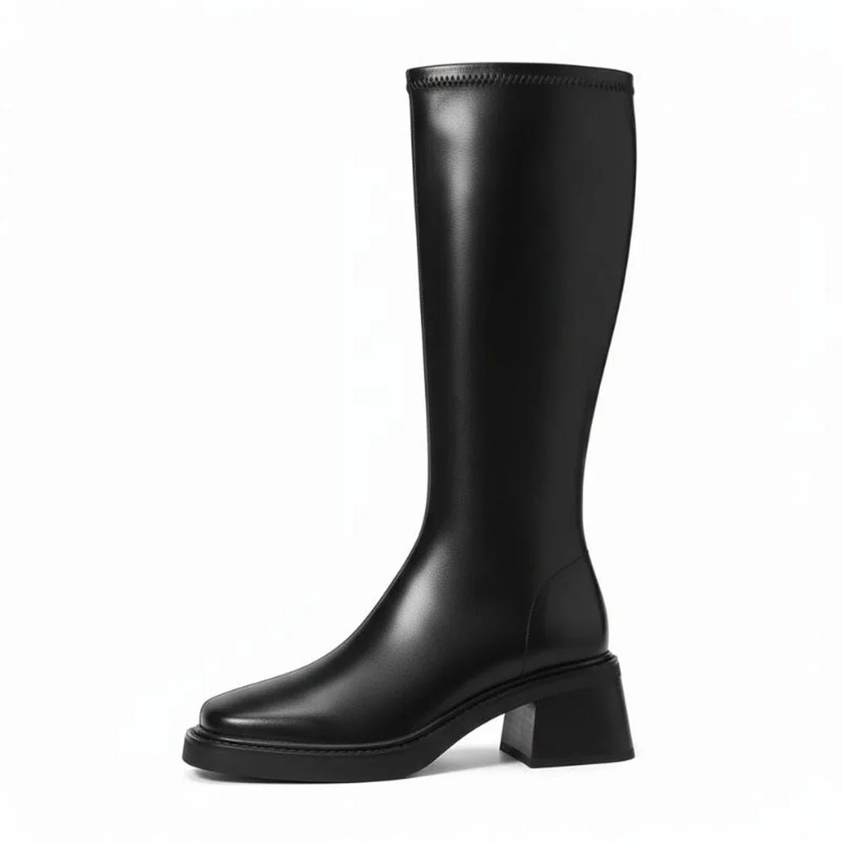 Bota feminina cano alto preta Valentina em fundo branco