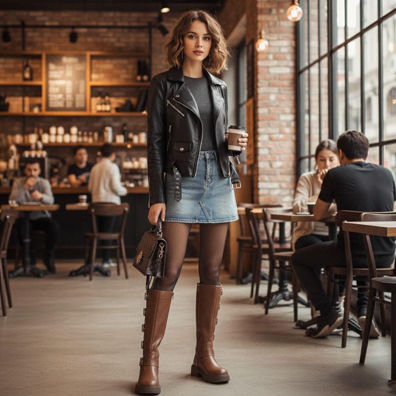 Imagem de modelo usando bota motoqueira fivelas