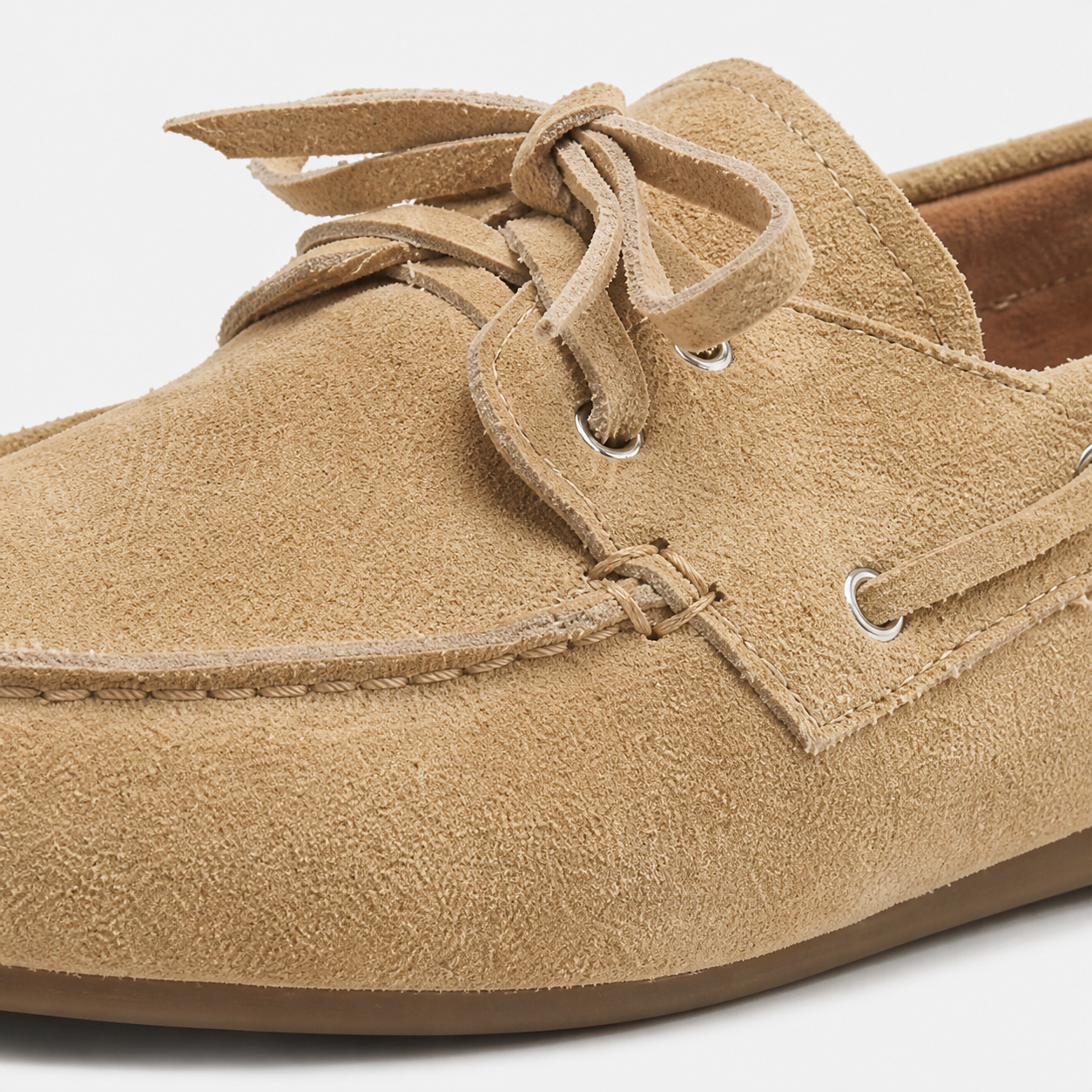 Loafer Feminino de Couro Bege com Cadarço – Olívia - imagem 4