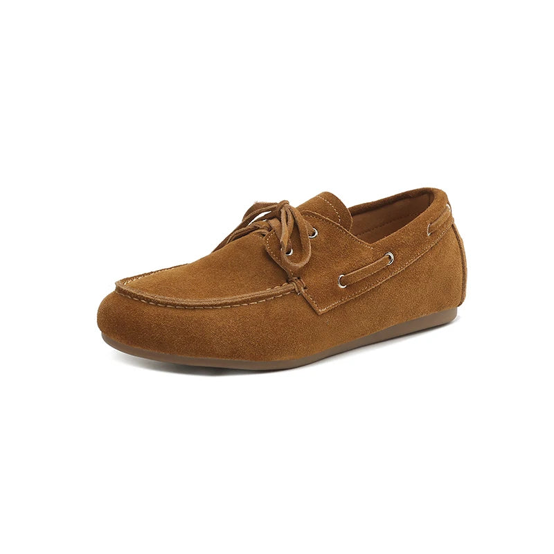 Loafer Feminino de Couro Caramelo com Cadarço – Olívia - imagem 1
