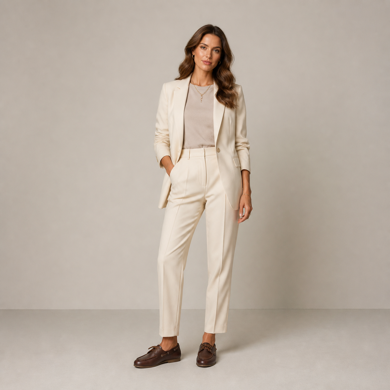Loafer Feminino de Couro Marrom Café com Cadarço – Olívia - imagem 2