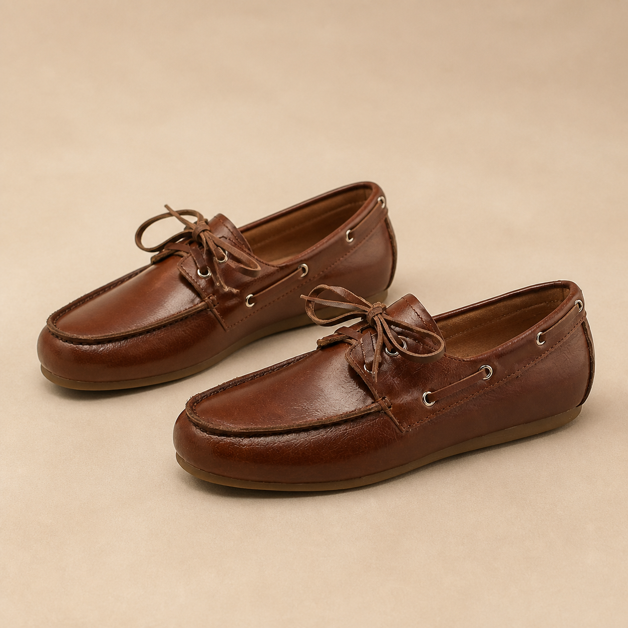 Loafer Feminino de Couro Marrom Claro com Cadarço – Olívia - imagem 6