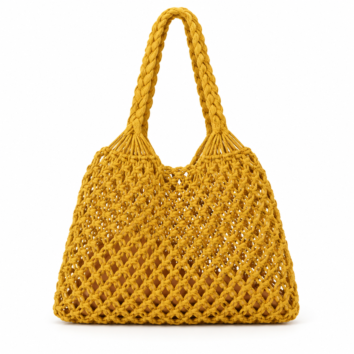Bolsa de Praia Feminina em Crochê Amarela Maré - principal