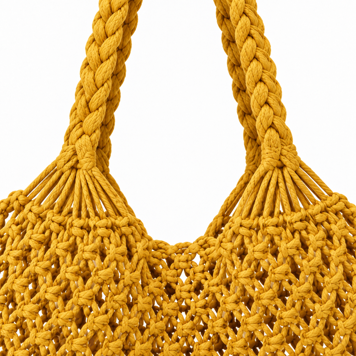 Bolsa de Praia Feminina em Crochê Amarela Maré - alças