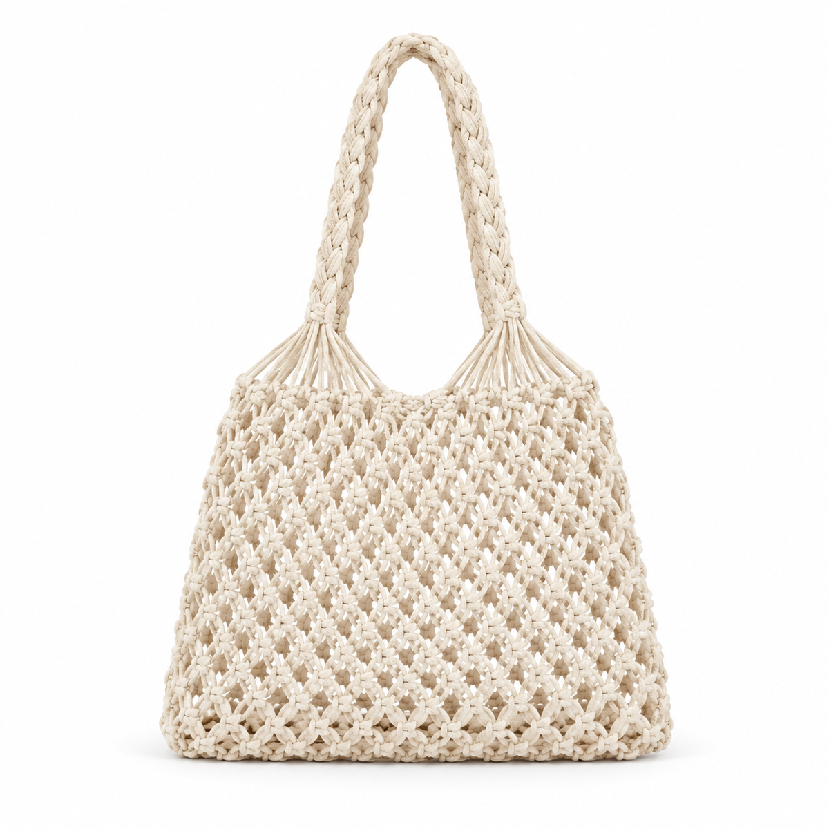 Bolsa de Praia Feminina em Crochê Branca Maré - principal
