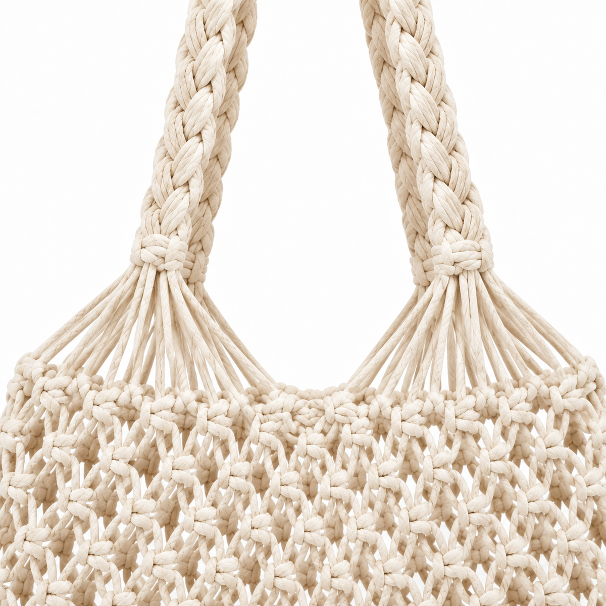 Bolsa de Praia Feminina em Crochê Branca Maré - alças
