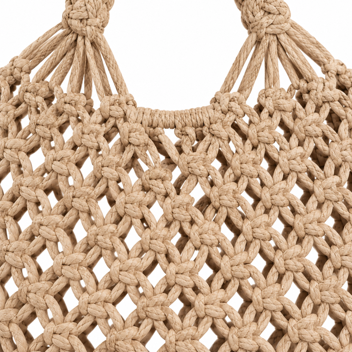 Bolsa de Praia Feminina em Crochê Cáqui Maré - textura