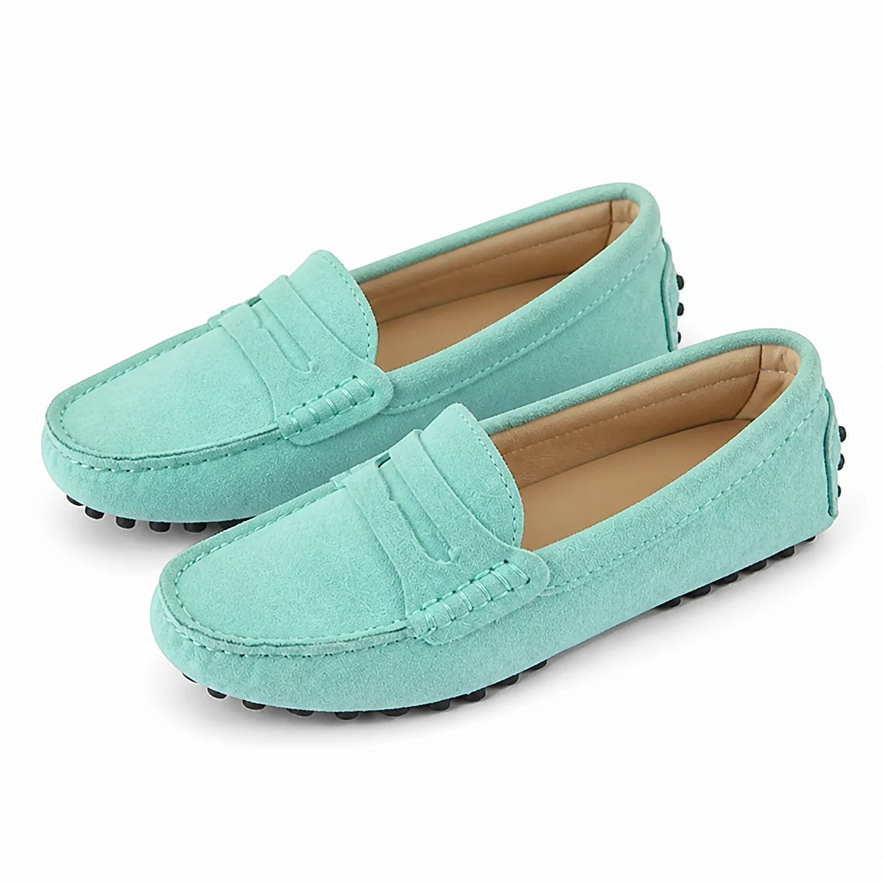 Par de mocassins femininos Azul Claro Elisa em vista superior