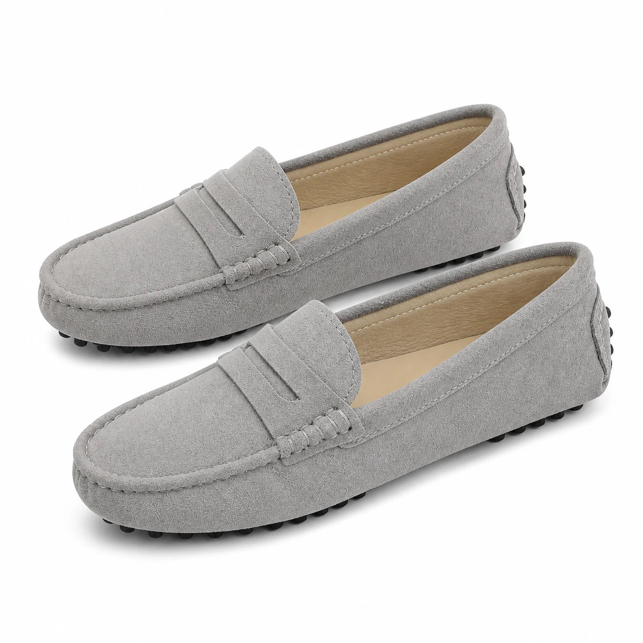 Par do Mocassim Feminino Cinza Elisa em vista superior