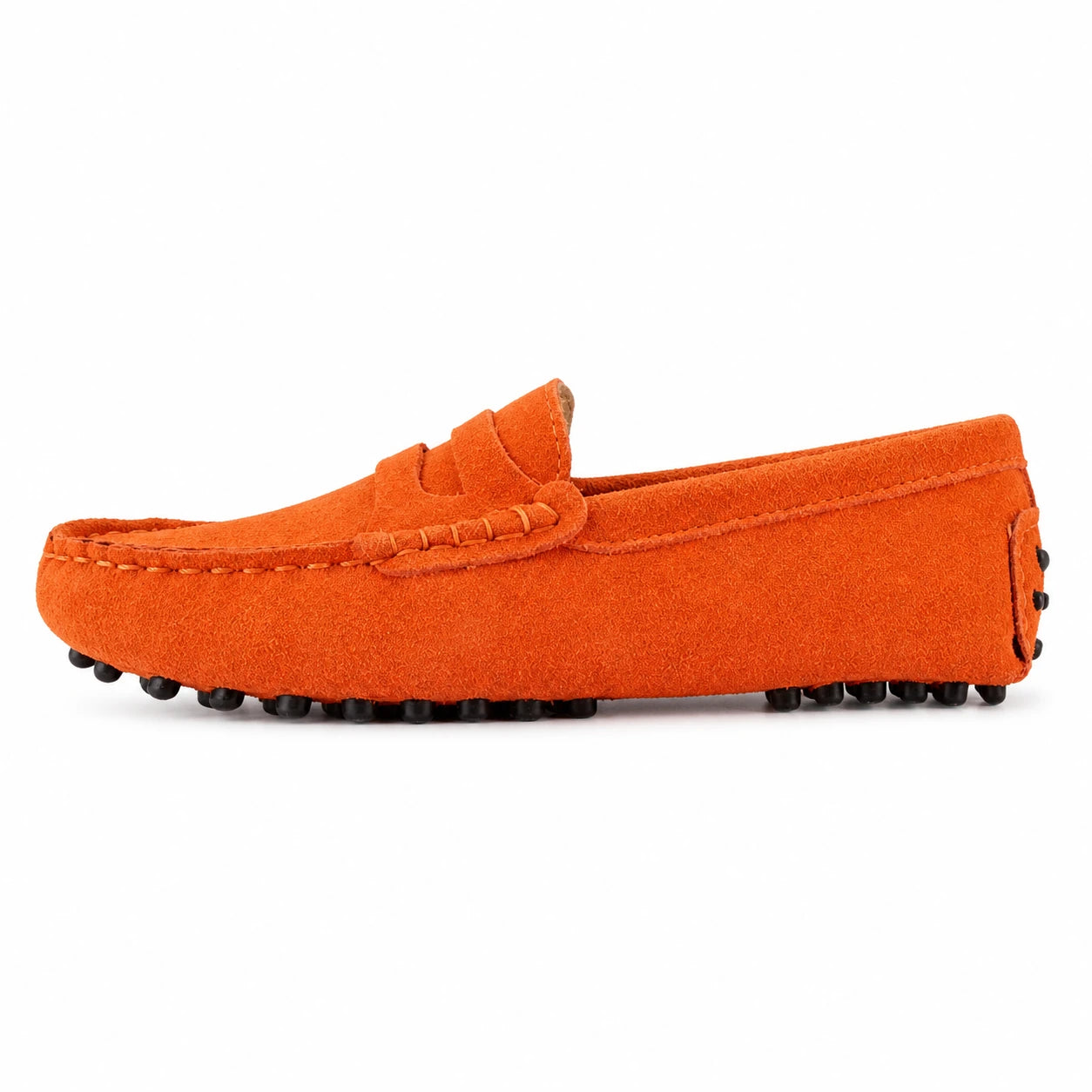 Mocassim Feminino Camurça Sintética Laranja – Elisa em fundo branco