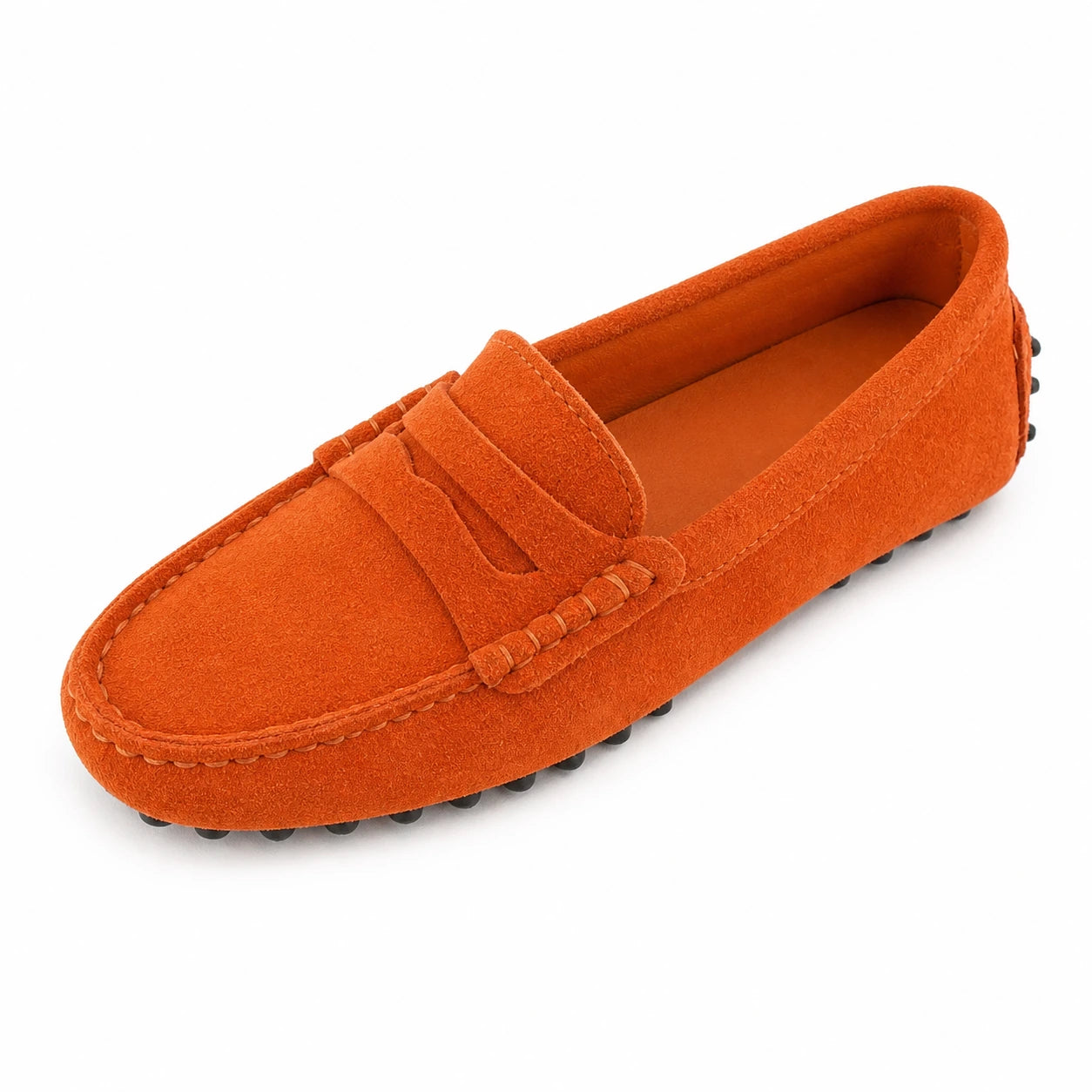 Vista superior do Mocassim Feminino Laranja Elisa