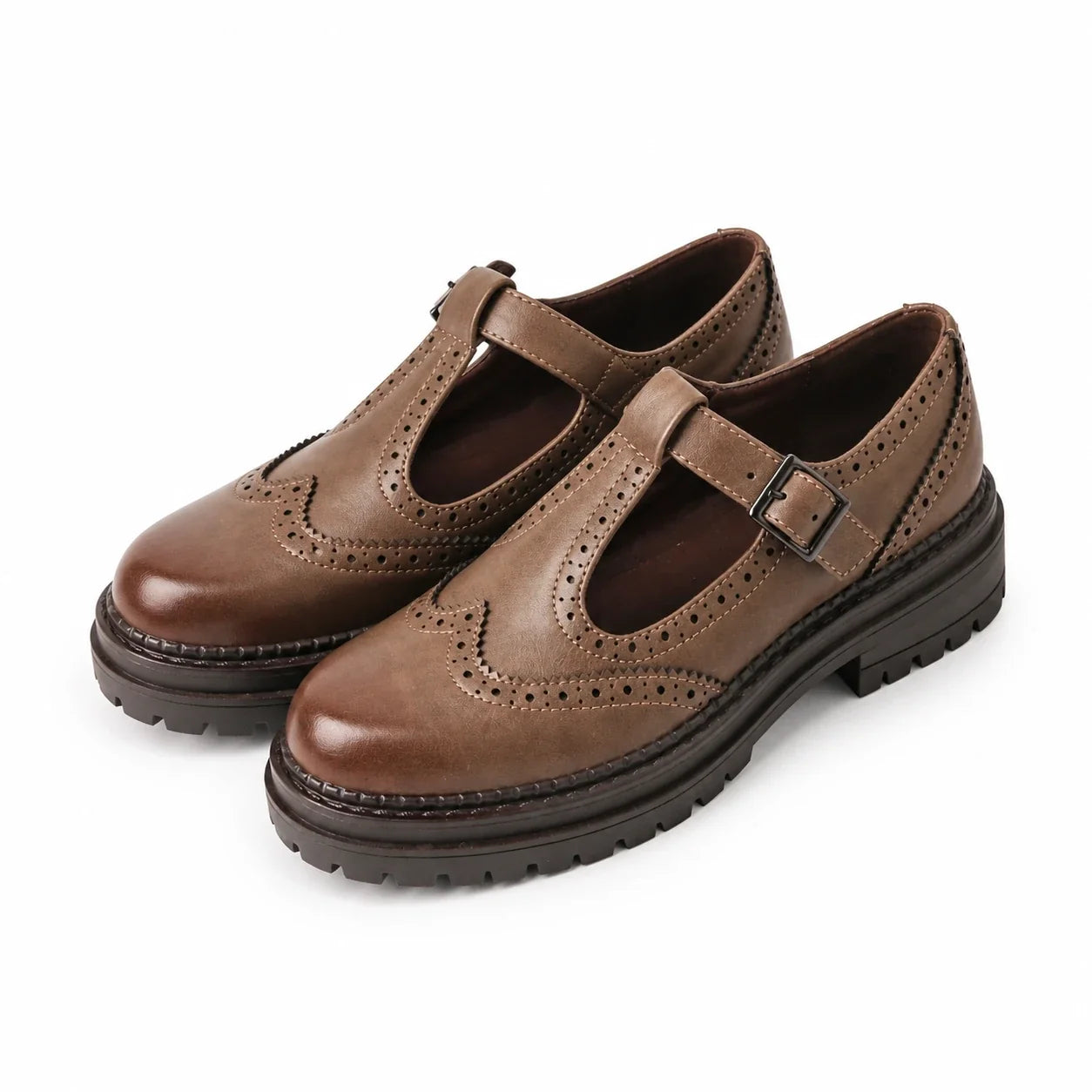 Par de mocassins femininos marrons Margot com solado tratorado