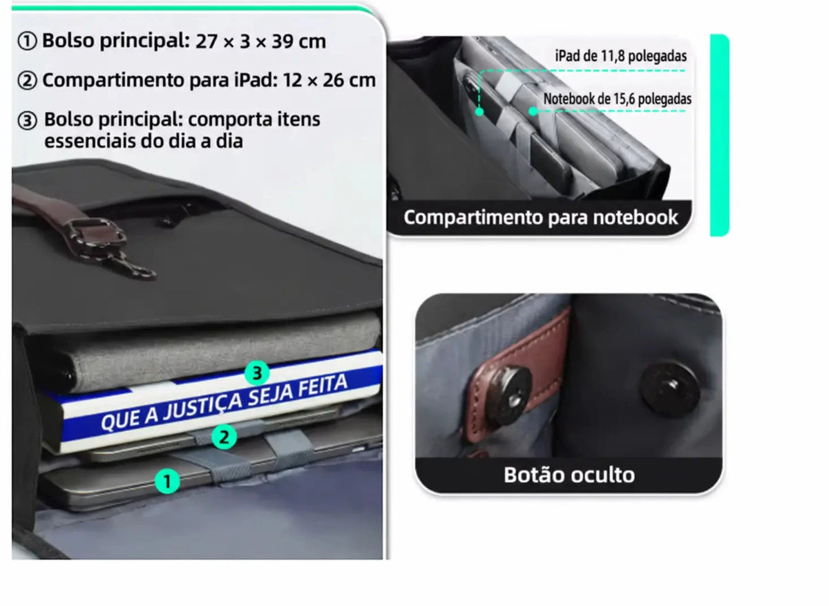 Organização interna da mochila feminina para notebook