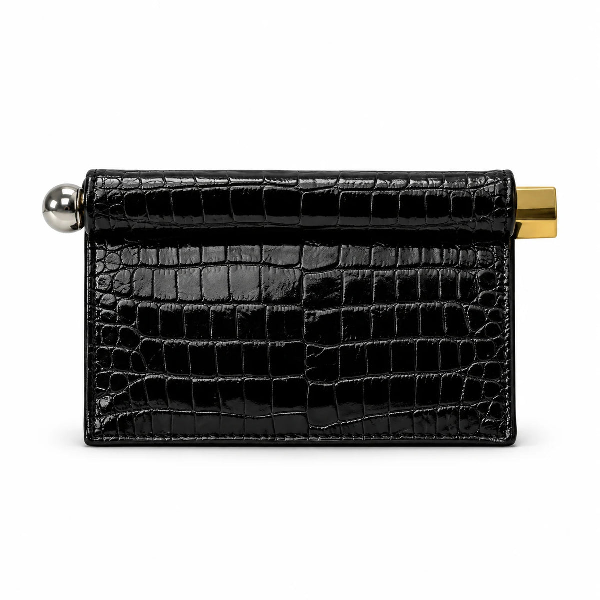 Bolsa Clutch Feminina Preta Croco Lumière em fundo branco