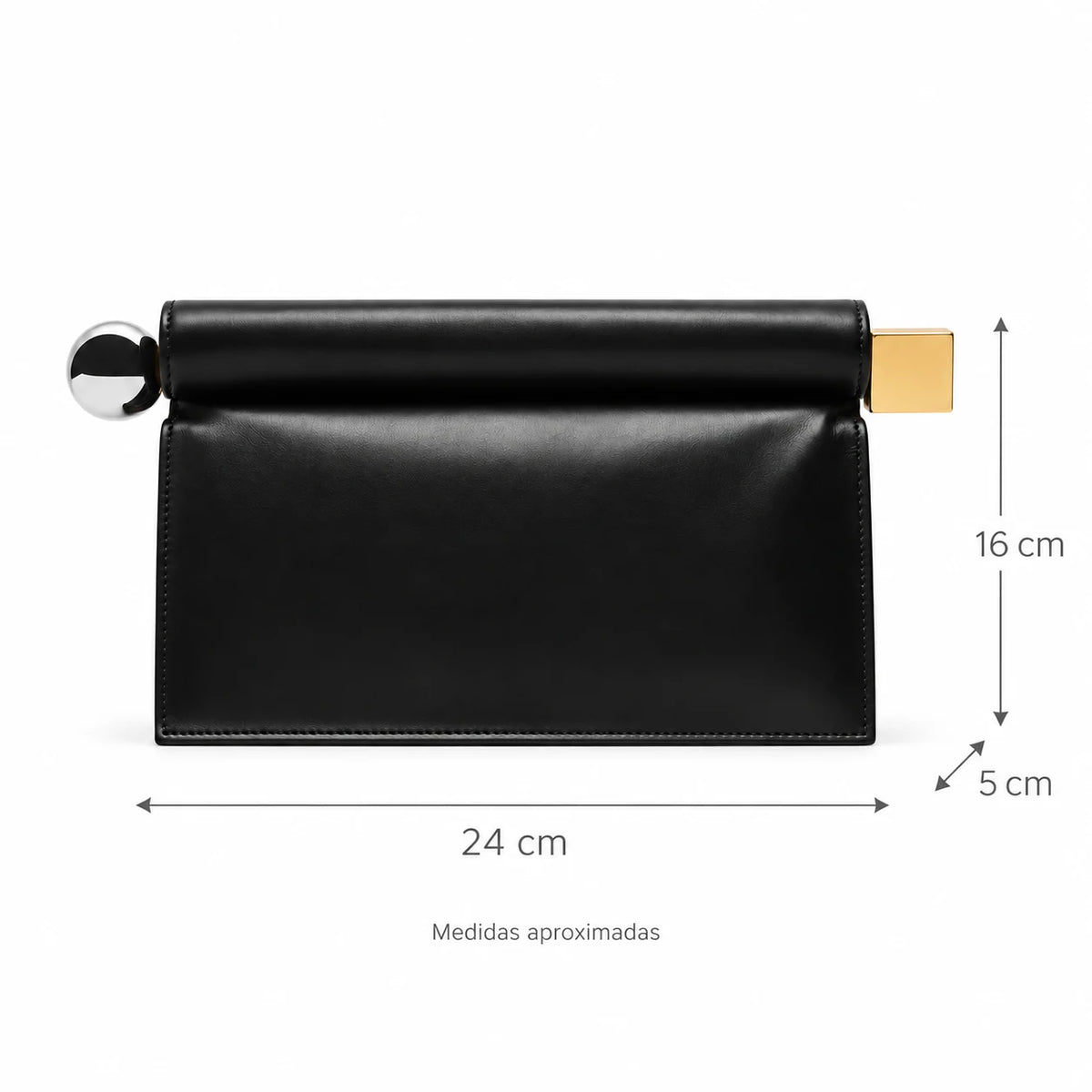 Medidas da Bolsa Clutch Feminina Preta Lisa Lumière em centímetros