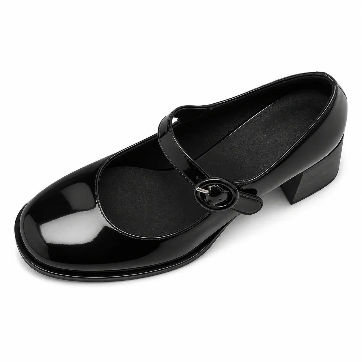 Vista superior do Sapato Mary Jane Preto Verniz Eleanor