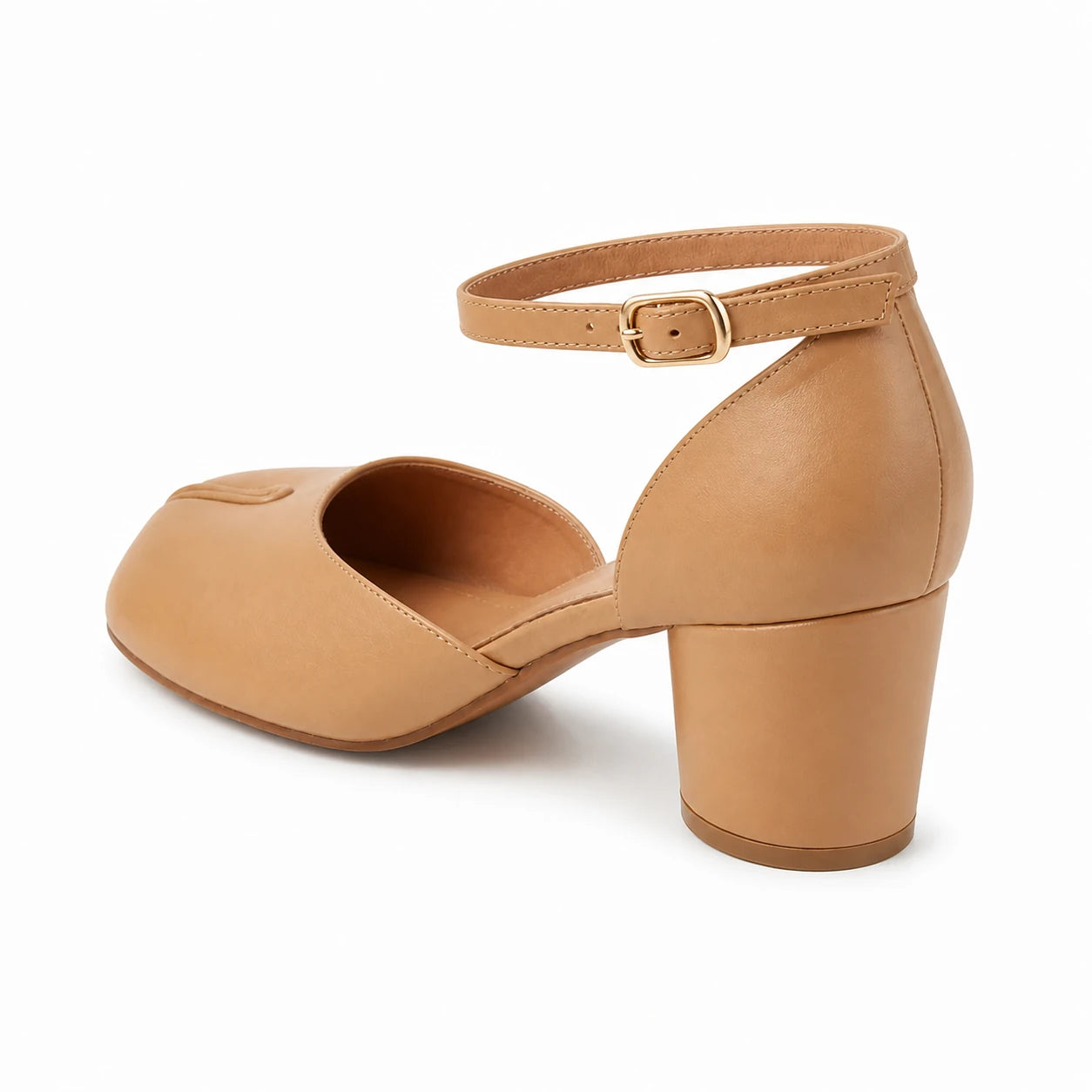 Vista traseira do Sapato Tabi feminino Nude Naomi com salto bloco