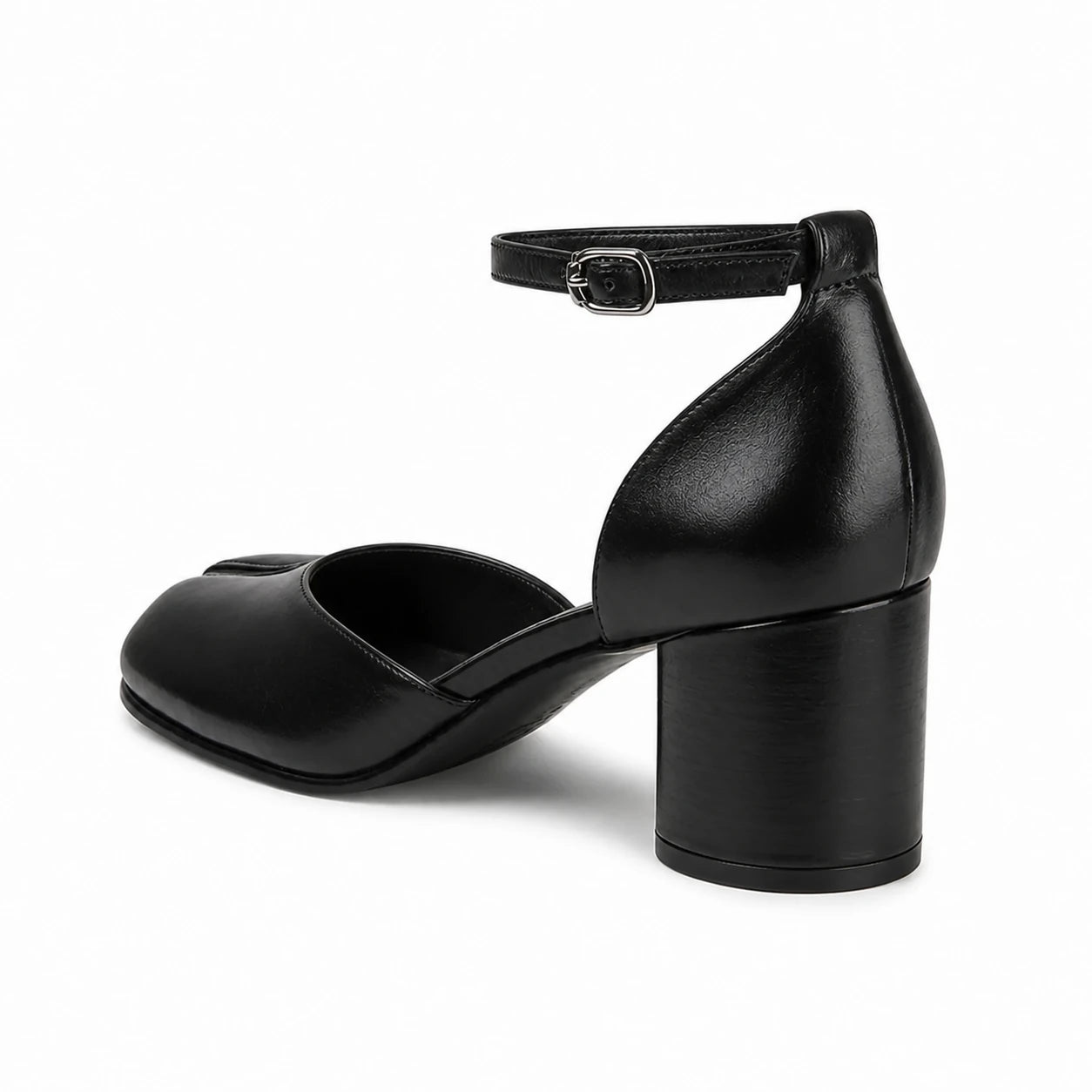 Vista traseira do Sapato Tabi feminino Preto Naomi com salto bloco